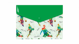 Case Envelope Plastic Wallet File with Button A5, PP, Football