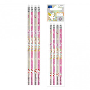 Starpak Pencil with Eraser HB Unicorn 4pcs