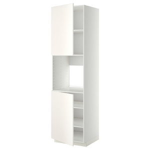 METOD High cab f oven w 2 doors/shelves, white/Veddinge white, 60x60x220 cm