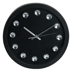 Wall Clock Intesi Diamanti, black