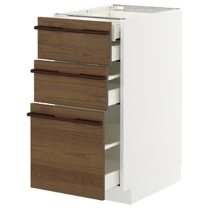 METOD/MAXIMERA Base cb 3 frnts/2 low/1 md/1 hi drw, white/Stensta dark brown ash veneer, 40x60 cm