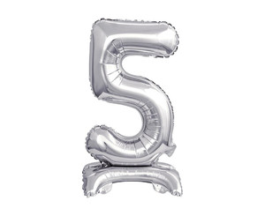 Foil Balloon Number 5 Standing, silver, 38cm