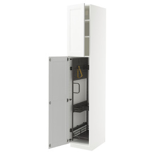 METOD High cabinet with cleaning interior, white Enköping/white wood effect, 40x60x220 cm