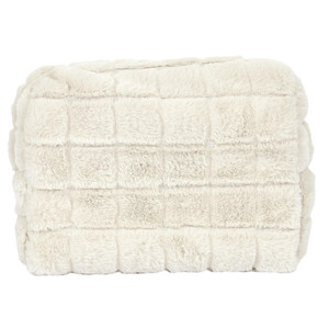 Cosmetic Bag, faux fur, cream