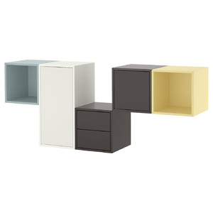 EKET Wall-mounted cabinet combination, white/multicolour, 175x35x70 cm