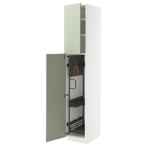 METOD High cabinet with cleaning interior, white/Stensund light green, 40x60x220 cm