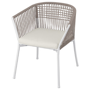SEGERÖN Outdoor chair with armrests, white/beige/Frösön/Duvholmen beige