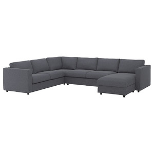 VIMLE Crnr sofa-bed, 5-seat w chaise lng, Gunnared medium grey