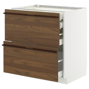 METOD/MAXIMERA Base cb 2 frnts/2 low/1 md/1 hi drw, white/Stensta dark brown ash veneer, 80x60 cm