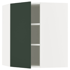 METOD Corner wall cabinet with shelves, white/Havstorp deep green, 68x80 cm