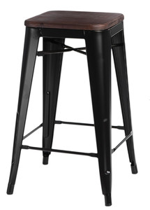 Bar Stool Paris Wood 75cm, black, pine/walnut