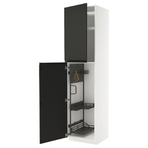 METOD High cabinet with cleaning interior, white/Upplöv matt anthracite, 60x60x240 cm