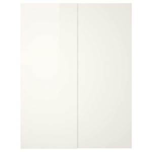 HASVIK Pair of sliding doors, high-gloss white, 150x236 cm
