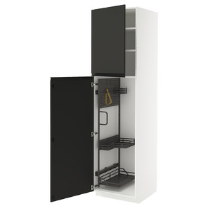 METOD High cabinet with cleaning interior, white/Upplöv matt anthracite, 60x60x220 cm