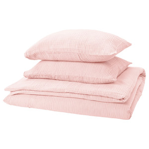 SCHERSMIN Duvet cover and 2 pillowcases, pale pink, 200x200/50x60 cm