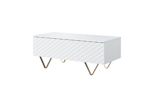 Coffee Table with Storage Scalia 120, matt white/gold legs