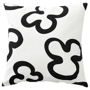 KLIPPBRÄCKA Cushion cover, white/black, 50x50 cm
