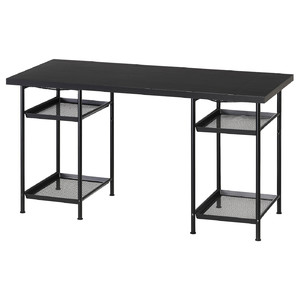 LAGKAPTEN / SPÄND Desk, black-brown/black, 140x60 cm