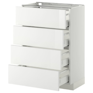METOD/MAXIMERA Base cab 4 frnts/4 drawers, white, Ringhult white, 60x37 cm
