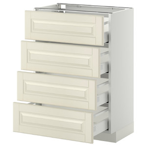 METOD/MAXIMERA Base cab 4 frnts/4 drawers, white, Bodbyn off-white, 60x37 cm