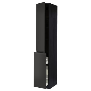 METOD / MAXIMERA Hc w p-o func 3drw/1dr/2shlv, black/Upplöv matt anthracite, 40x60x240 cm