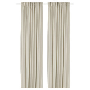 GINSTMOTT Curtains, 1 pair, beige/with heading tape, 145x300 cm
