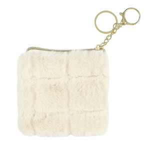 Wallet, faux fur, cream