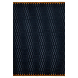 NÖVLING Rug, low pile, dark blue/yellow-brown, 200x300 cm