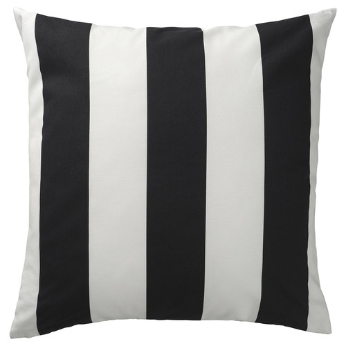 SLÅNHÖSTMAL Cushion cover, black white/stripe pattern, 50x50 cm