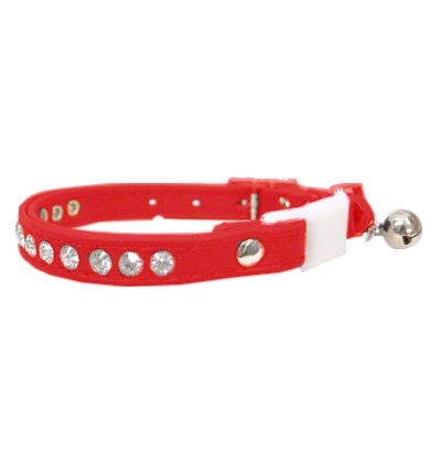 Cat Collar with Rhinestones 28cm, red