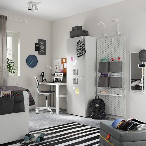 SMÅSTAD / PLATSA Wardrobe, white grey/with 2 clothes rails, 60x42x181 cm