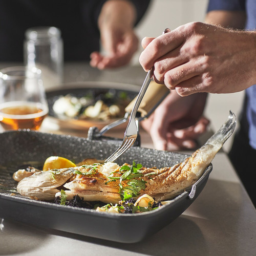 HUSKNUT Grill pan, non-stick coating, black, 36x26 cm