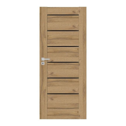 Non-rebated Internal Door Toreno 70, right, grandson oak with black glass