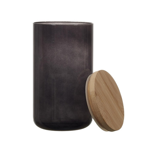 Elegant Glass Storage Jar with Bamboo Lid 1l, black