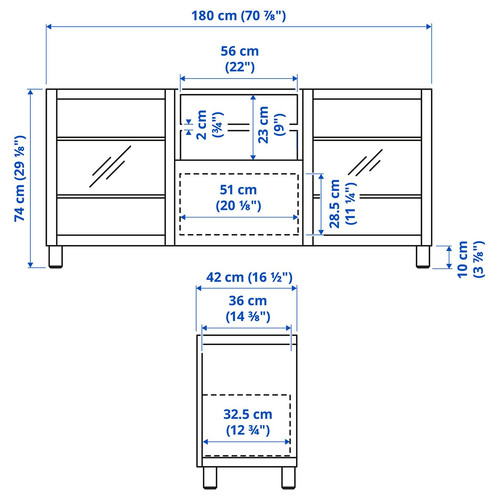 BESTÅ TV bench with drawers, white Sindvik/Lappviken/Stubbarp dark grey, 180x42x74 cm