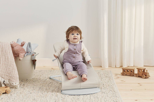 BABYBJORN Bouncer Bliss - Light grey frame, 3D Jersey, Light beige with Googly Eyes Pastels