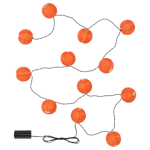 SOLVINDEN LED lighting chain with 12 lights, outdoor/battery-operated orange