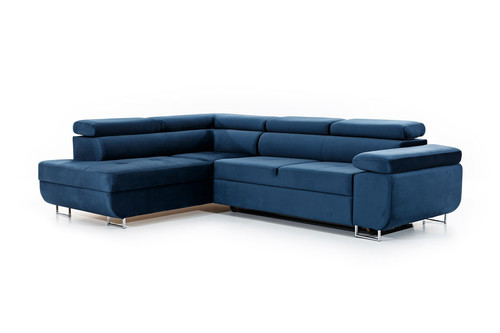 Corner sofa-bed Annabelle, left, dark blue