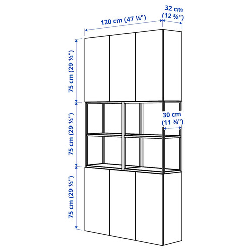 ENHET Storage combination, anthracite/white, 120x32x225 cm