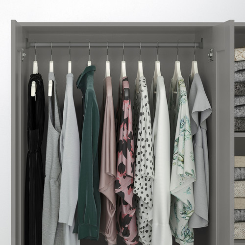 BRIMNES Wardrobe with 3 doors, grey, 117x190 cm