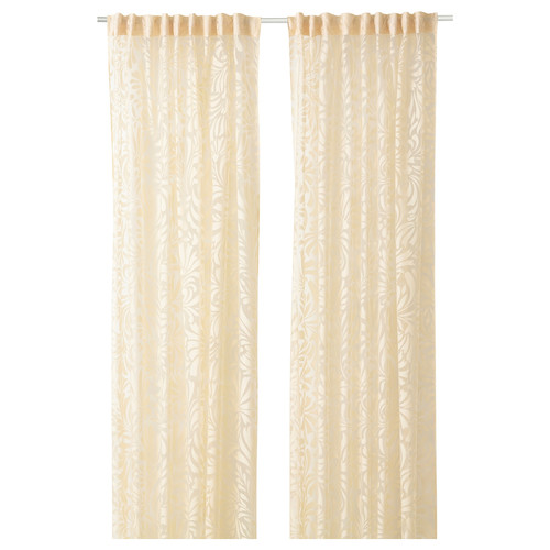 SKÄREFLY Sheer curtains, 1 pair, beige, 145x300 cm
