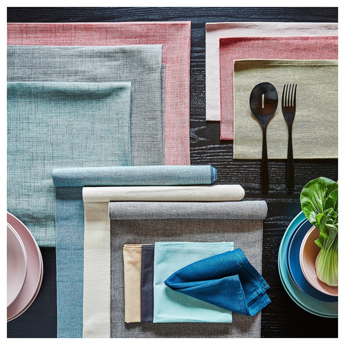 SVARTSENAP Napkin, light turquoise/dark green-blue, 35x35 cm, 4 pack