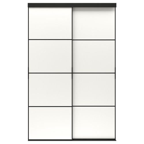 SKYTTA / MEHAMN Sliding door combination, black/double sided white, 152x240 cm