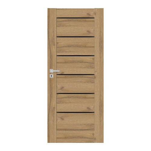 Non-rebated Internal Door Toreno 80, right, grandson oak with black glass