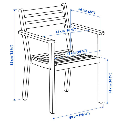 ASKHOLMEN Chair with armrests, outdoor, dark brown