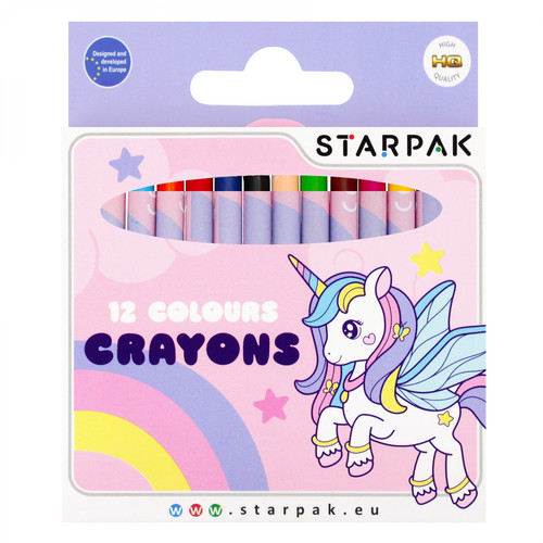 Starpak Wax Crayons 12 Colours Unicorn