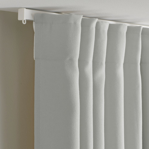 GINSTMOTT Curtains, 1 pair, white/with heading tape, 145x300 cm