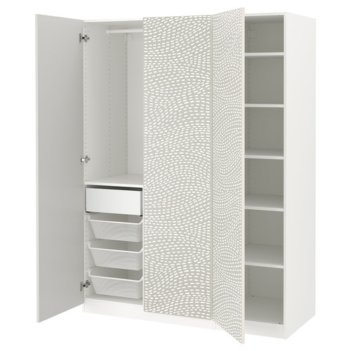PAX / MISTUDDEN Wardrobe combination, white/grey patterned, 150x60x201 cm
