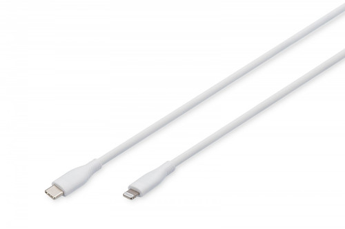 DIGITUS Lightning silicone connection cable, USB-C - Lightning, 2m, white