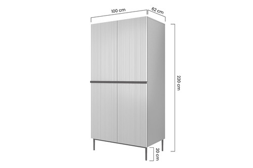 Wardrobe Nicole with Drawer Unit 100 cm, matt black, black legs